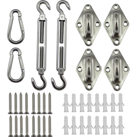 Kit Fixation Voile D'ombrage pour Patio: M6Acier Inoxydable 304 Fixation Toile Ombrage Triangulaire Voile D'ombrage Rectangulaire Tendeur Toile Ombrage Triangle Toile Ombrage Rectangulaire