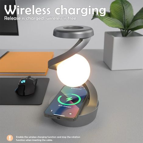 1 unit. Colour: White. Material: Plastic. New rotating floating table lamp, RGB ambient light, wireless with smartphone. (1/5)