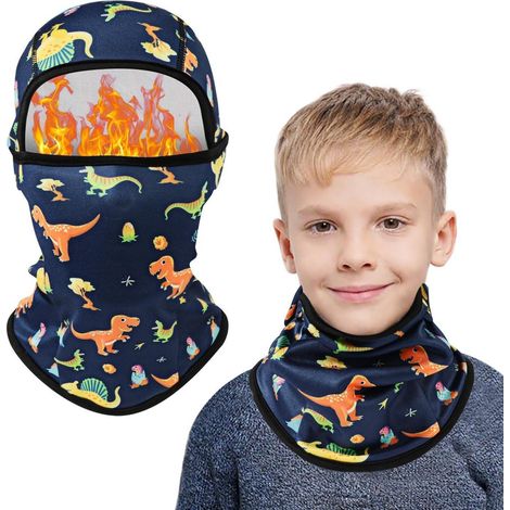 Kinder Sturmhaube Winter warm winddicht mit Dino-Print für Jungen & Mädchen 2-8 Jahre (1/5)