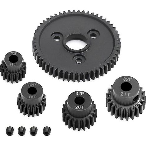 Couronne métallique 54T 0,8 32P 3956 avec pignons 16T, 18T, 20T et 21T pour Traxxas Slash Stamp 1/10 (1/5)