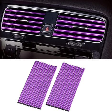20 Morceaux Accessoires Voiture IntéRieur En PVC 19cm Auto Accessoire Interieur Garniture DéCoration Pour Toutes Les Bouches D'AéRation Droites (Violet) (1/4)