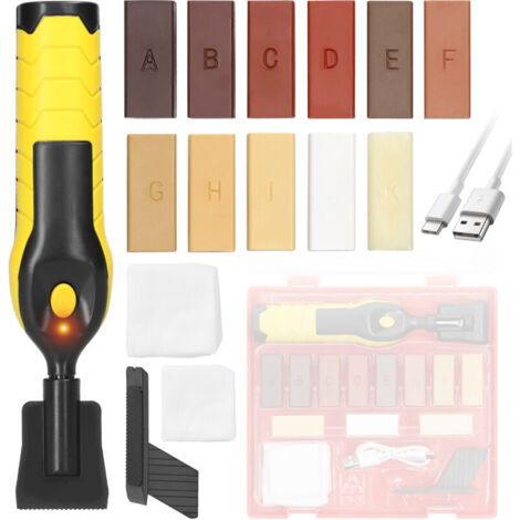 kit Cire Réparation Parquet, Stratifié Réparer le Sol en Bois Meubles en Bois Kit de Réparation Cire Fondante Cire Dure Réparation des Rayures (1/4)