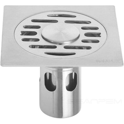 Bardusch - Siphon de sol carré, acier inoxydable 304, couvercle amovible avec grilles, carrelage supplémentaire, clapet anti-retour supplémentaire, siphon de douche 10 x 10 cm