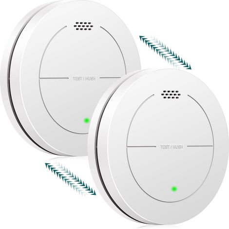 Détecteur de fumée interconnecté, détecteur d'incendie avec batterie de 10 ans, détecteur de fumée avec alarme sonore de 85 dB, fonction silencieuse. SL-S15R, 2 pièces (1/5)