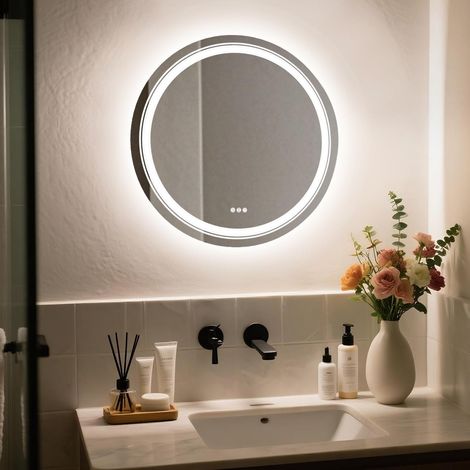 Specchio Rotondo da Bagno Led Smart, Retroilluminato + Frontale Luce, 60cm (1/5)