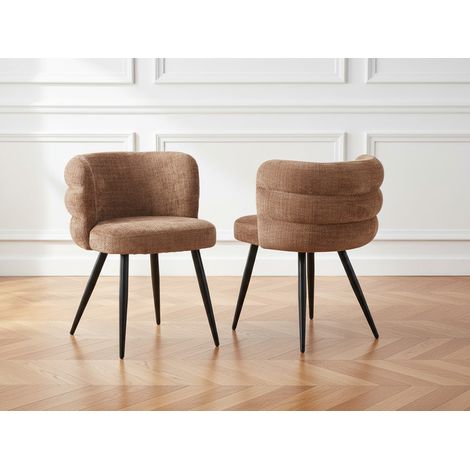 BOBOCHIC - Lot de 2 chaises SOLEA tissu velours Marron clair (1/5)
