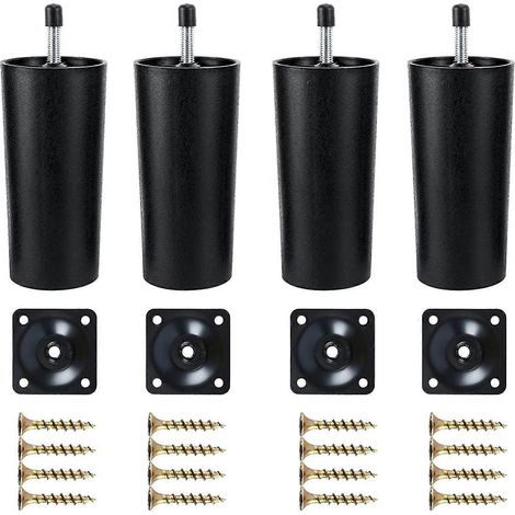 Pieds de canapé en plastique, lot de 4 pieds de rechange avec plaque de fixation (1/5)