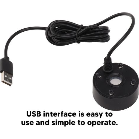 Fontaine brumisatrice USB avec lumières LED colorées 5V et atomiseur à ultrasons pour bassin, rocaille, aquarium et évier (noir) (1/4)