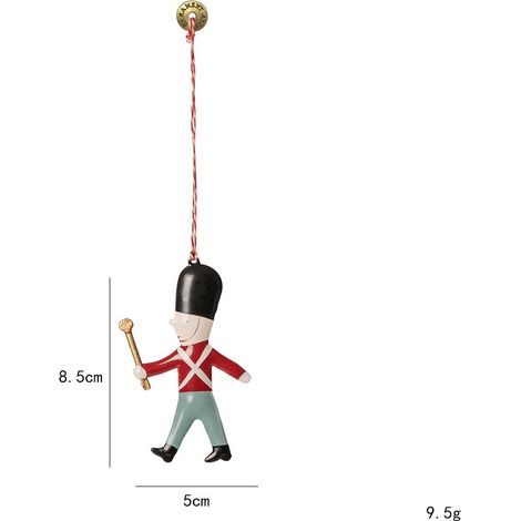 Décorations de sapin de Noël en métal, mini suspensions style nordique, ornements festifs en forme de soldat de parade, accessoires pour arbre de Noël, lot de 2 pièces (1/5)