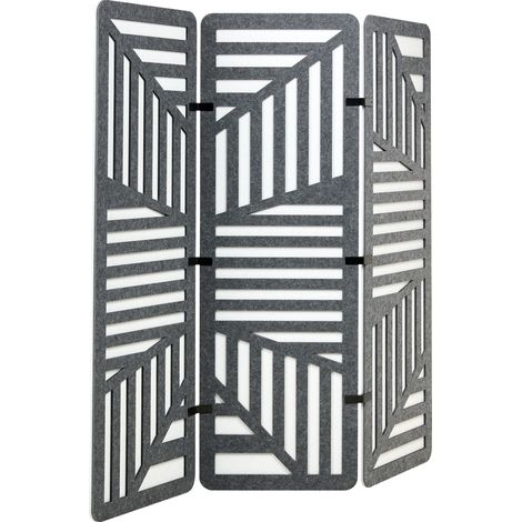 Séparateur de Bureau à 3 Panneaux Pliants Cloison Paravent Acoustique Gris Foncé et Gris Clair Futura