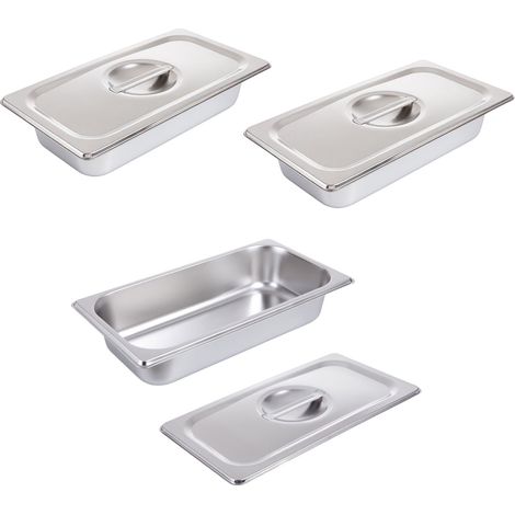 Juego de recipientes Gastronorm de 3 piezas de acero inoxidable