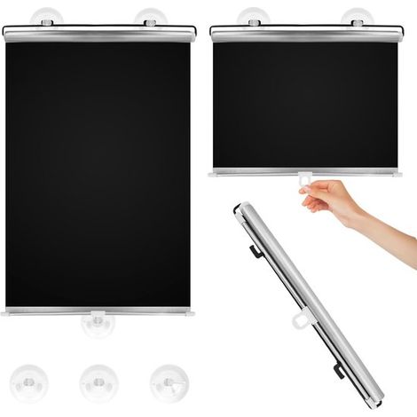 Store enrouleur occultant - 45 x 125 cm - Store enrouleur occultant à ventouses - Télescopique - Portable, occultant, facile à installer pour fenêtres et voitures - Sans perçage - Noir (1/5)