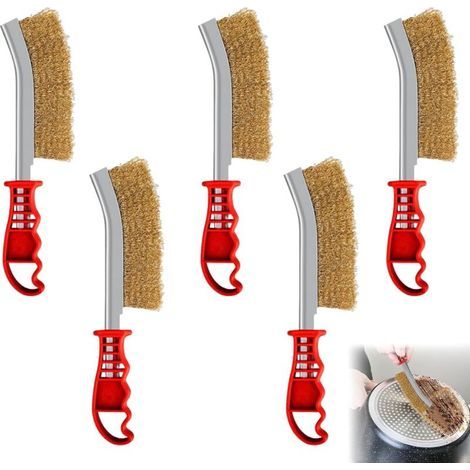 5 Pièces Brosse Barbecue, Acier Inoxydable Multifonctionnel Brosse Metallique a Main, Metallique a Main avec Poignée pour Nettoyer Les Résidus de Gril, de Gril à gaz, de à Charbon de Bois (1/4)