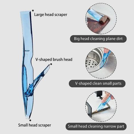 Grattoir - Polycarbonate Bleu - Pour Joints de Cuisinière et Fentes de Cuisine - 3 Têtes Intégrées - 1 Pièce (1/4)