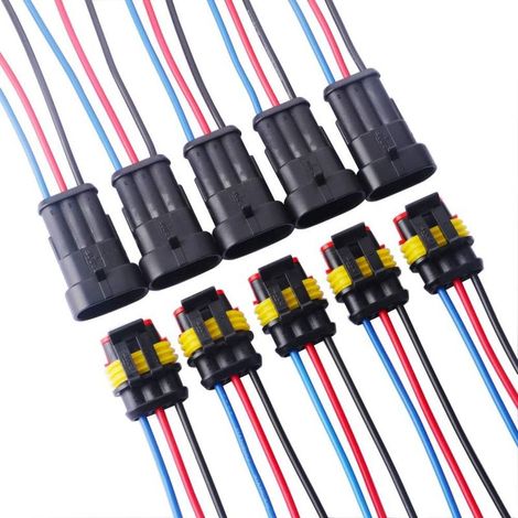 5 Kit 3 voies Pin Kit Prise Voiture Étanche Connecteur Électrique, 3 Broches Connecteur Étanche avec Fil, Étanche Adaptateur pour Connecteurs Électriques, 18 AWG Marine (1/5)