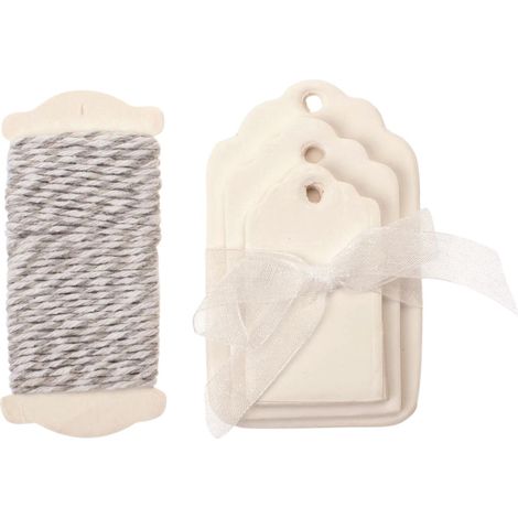 Glorex Papier-Etiketten weiß 5-8 x 3-5cm, 15 Stück Anhänger (1/2)
