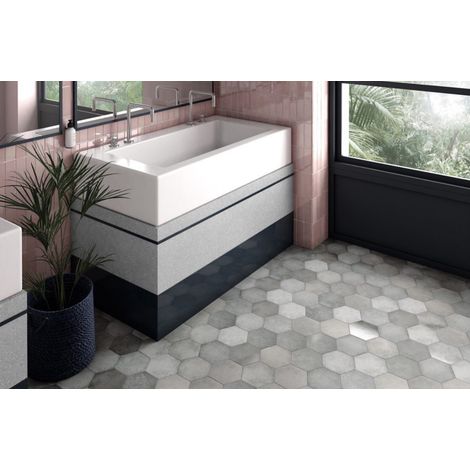 Carrelage effet rustique HERITAGE hexagone 20x17.5cm Hexagone 20x17.5cm Gris - Mat et Brillant (mélange) - boîte de 0.71 m2 Hexagone 20x17.5 cm Gris (1/2)