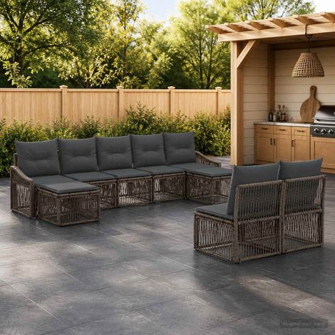 Set Divano da Giardino 9 pcs Grigio polyrattan vidaXL (1/5)