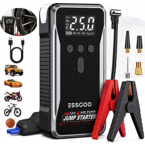 Buture – Booster batterie 5000A 19800mAh – Démarreur 12V jusqu’à 9L essence et 8.5L diesel-Pompe à air et fonction batterie externe