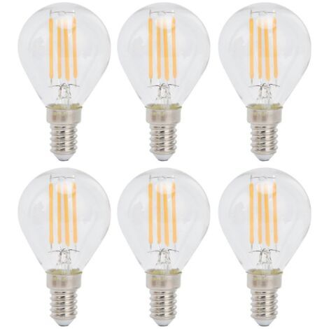 Lot de 6 ampoules LED globe E12 4W G45 à filament vintage, verre transparent, lumière chaude, décoration intérieure, 110V - Parfait-AquaForge (1/5)