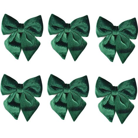 Fiocco in velluto verde cm 19 set 6 per decorazioni addobbi natalizi per albero di natale casa negozio ristoranti hotel (1/3)