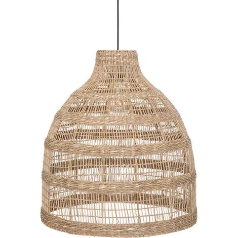 Atmosphera – Lampe suspension en osier 50cm beige – Douille E27 – Hauteur ajustable – Câble 100cm – Pour intérieur moderne (1/5)