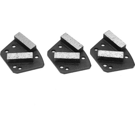 Lot de 3 patins de meulage diamantés trapézoïdaux pour la découpe du béton, 6 trous, dents droites, noirs, n° 16 (1/4)