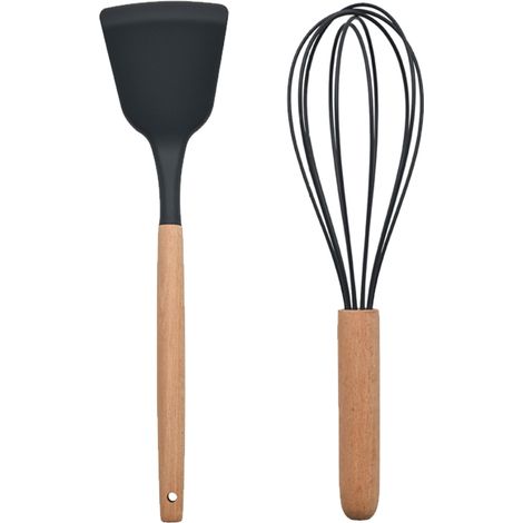 Ustensiles De Cuisine En Silicone - Manchons En Bois Résistants À La Chaleur - Pour Cuisson Et Pâtisserie - Lot De 2 Pièces (1/5)