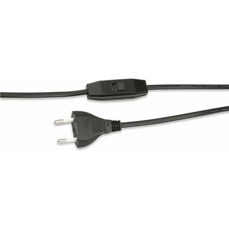 GOOBAY Euro-Netzkabel mit Schnur-Zwischenschalter, schwarz