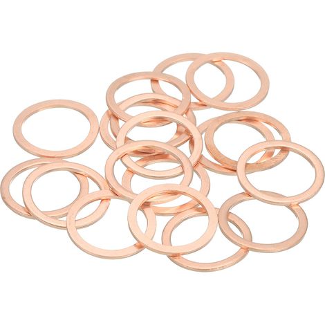18Pcs Rondelle Métal Plate, M14 Rondelles Cuivre Joint, 14mm DI, 18mm DE, 1.5mm Épaisseur D'Étanchéité Cuivre Kit Rondelles Écrasées Assortiment Pour Boulons Vis Réparation (1/5)