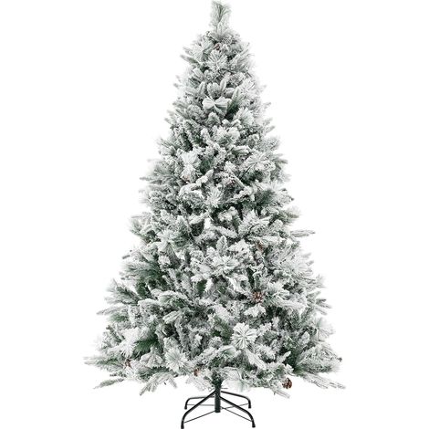 Costway – Sapin de Noël artificiel 180 cm – 850 pointes floquées – 240 lumières LED – 8 modes d'éclairage – Support métallique pliable (1/5)