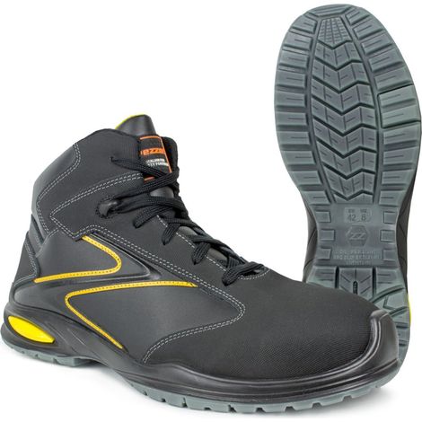Pezzol Scrambler S3 scarpe da lavoro alte invernali 45 antinfortunistica in pelle nera metal free made in Italy Nero + Giallo 45 (1/2)