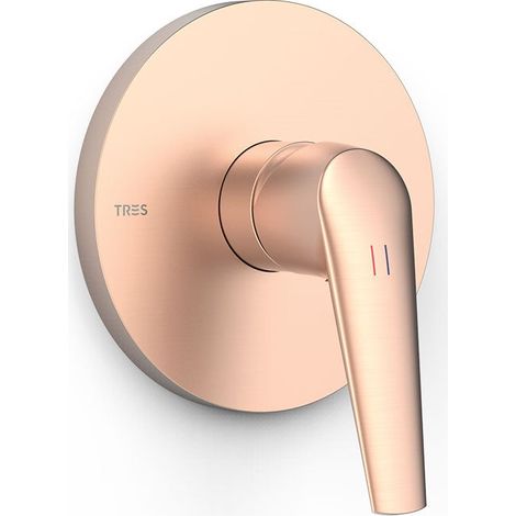 TRES 28127810OPM FUJI Pieza Vista para Caja Empotrada de 1 Vía Rapid-Box Color Oro Rosa Mate 24K - ref: 28127810OPM