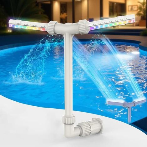 Fontaine de piscine solaire avec éclairage LED - 120 modes de couleur, télécommande et application de contrôle - Fontaine réglable pour piscines hors sol et enterrées... (1/5)