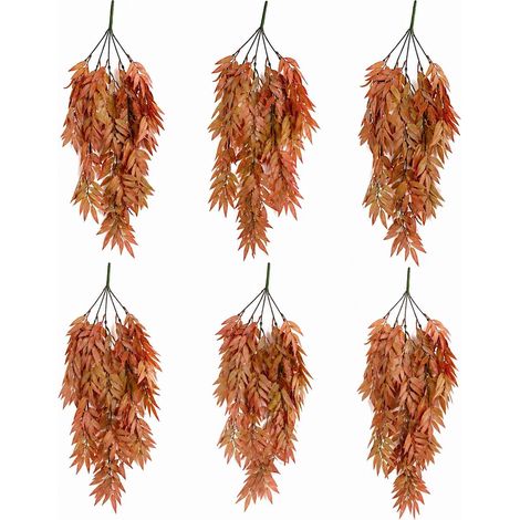 Pack of 6 x 75cm Artificial Trailing Foliage Plant Dusty Orange Hanging Faux Greenery (1/5)