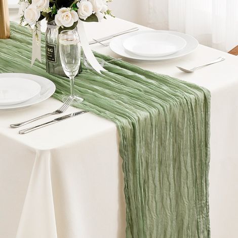 1 Chemin de table, gaze, 90x300 cm, style bohème, décoration mariage, baby shower (1/5)