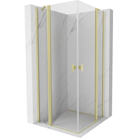 Cabine de douche pivotante Mexen Mist Duo 100 x 100 cm, transparent, or brossé - 8A4-100-100-55-00 (1/5)