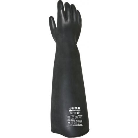 561160/10 GUANTE LATEX SATINADO EXTRA GRUESO Y EXTRA LARGO CLORINADO COLOR NEGRO EMBOLSADO - JUBA