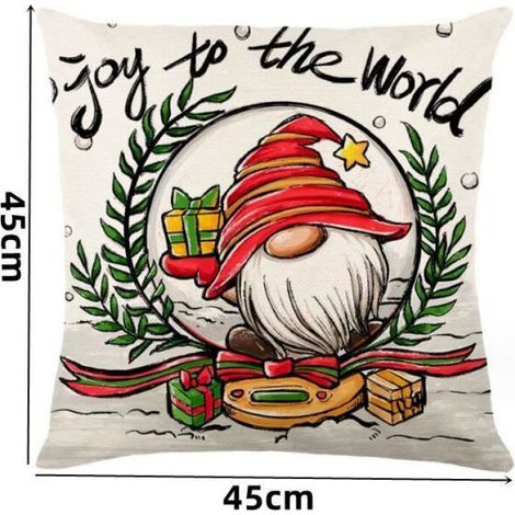 Lot de 4 Taie d'oreiller, Lin, Multicolore, 45x45cm, Décoration intérieure, Noël (1/3)