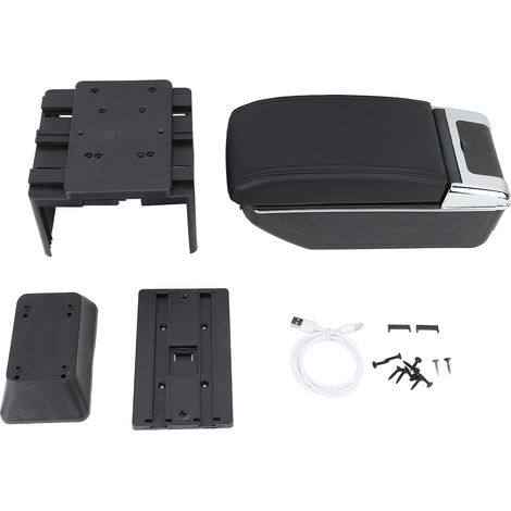Boîte d'accoudoir de Console centrale avant, organisateur de repose-bras extensible, mallette de rangement universelle adaptée à la plupart des véhicules, ligne noire