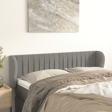 Kopfteil mit Ohren Hellgrau 147x23x78/88 cm Samt (1/5)