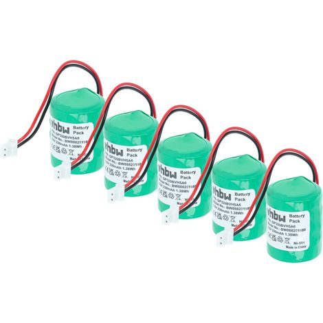 vhbw 5x batería reemplaza Honeywell GP250BVH5A6, CP300H, GP320BVH5A6 para sistema de alarma (230 mAh, 6 V, NiMH)
