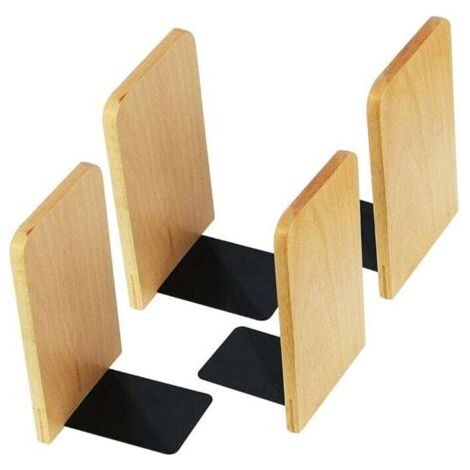4er-Pack Buchstützen aus Holz, rutschfeste Eck-Buchstützen für Zuhause, Büro, Schule, Bibliothek, rutschfester Buchhalter