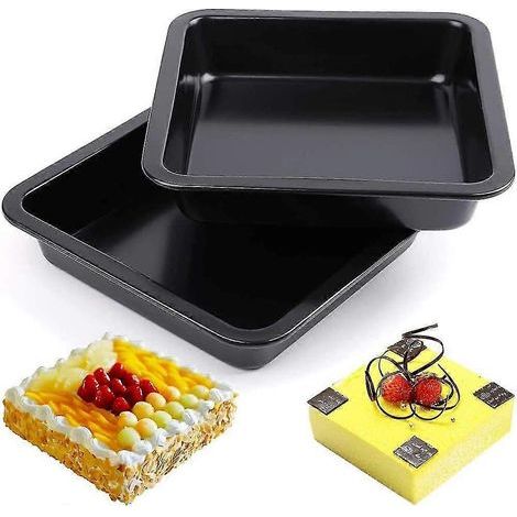 Moule à gâteau carré, plat à four - Plat à rôtir - Acier inoxydable - Revêtement antiadhésif de qualité supérieure - Acier au carbone - Lot de 2 (1/4)