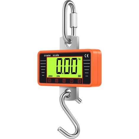 Soporte de suspensión digital de alta resistencia de 500 kg, pantalla LCD retroiluminada, tres unidades conmutables, color naranja. (1/5)