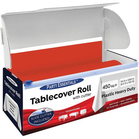 Rouleau de Nappe en Plastique pour Banquet avec Cutter Rouge 137,2 cm x 30,5 m (1/5)