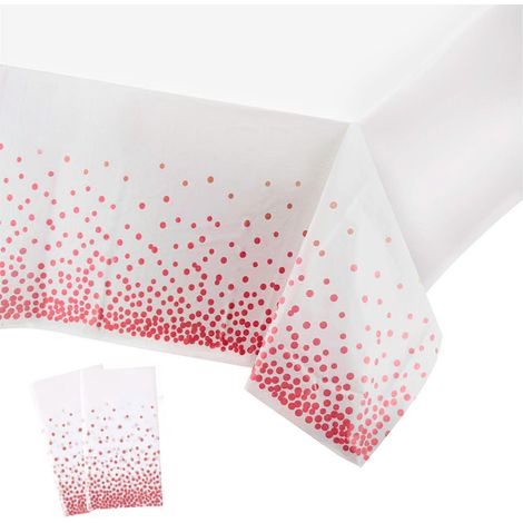 2 nappes jetables en plastique, à pois, rectangulaires, 137 x 274 cm, pour fêtes, mariages, anniversaires et restaurants (1/5)