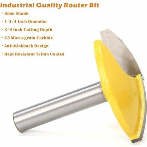 Gebogener und horizontaler Fräser mit 8-mm-Schaft, Hartmetall-Profilfräser – Professionelle Holzbearbeitungswerkzeuge (44,2 mm)