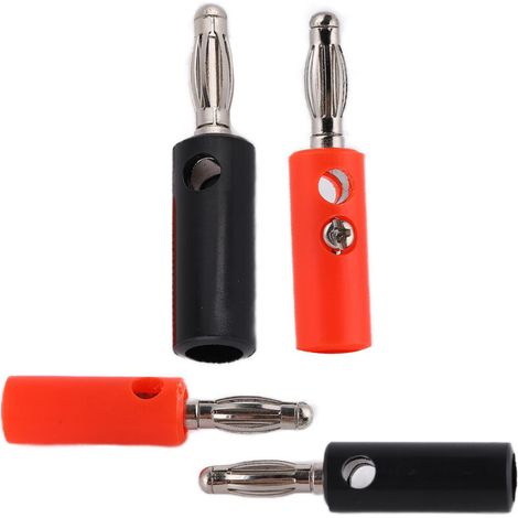 Conector banana, rojo + negro + amarillo + verde + azul. Conector banana portátil de alta fiabilidad con tornillo de fijación para laboratorios, hogares y escuelas. (1/5)