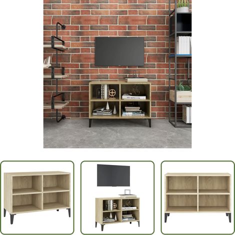 Meuble tv chêne sonoma - Meuble TV avec pieds en métal Chêne sonoma 69,5x30x50 cm (1/5)